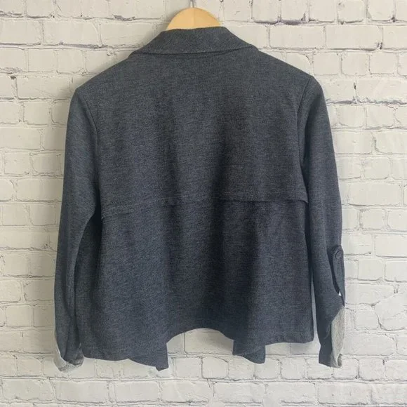 Anthropologie Dolan Chambray Open Cardigan Size Medium Jacket Blue Roll - Picture 7 of 10